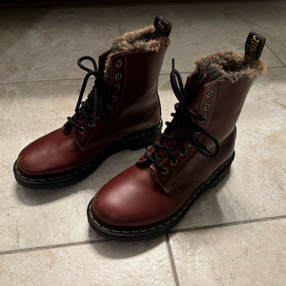 Dr. Martens Women's 1460 Serena Faux Fur Lined Combat Boots
